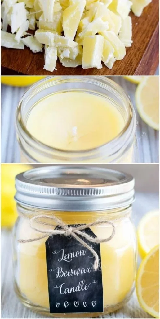 DIY lemon beeswax candles in mason jars for beginners