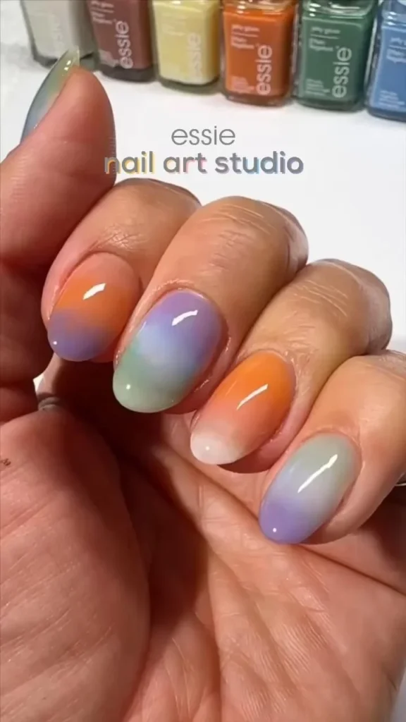 DIY sea glass sunset nails for beginners at home using simple techniques