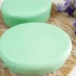 Homemade cucumber melon soap with fresh ingredients and vibrant colors