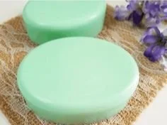 Homemade cucumber melon soap with fresh ingredients and vibrant colors