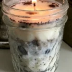 Homemade coffee bean soy candle tutorial for beginners showcasing the candle-making process.