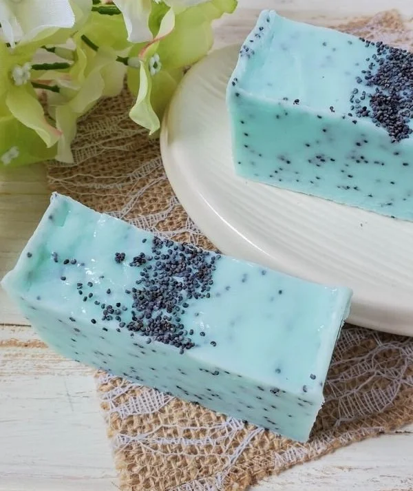 Homemade exfoliating soap bars made with natural ingredients for skincare