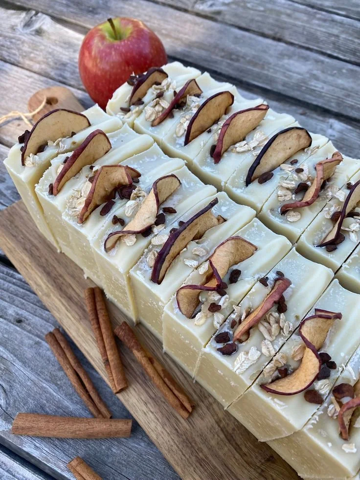 Homemade apple cinnamon soap for beginners to sell on Etsy