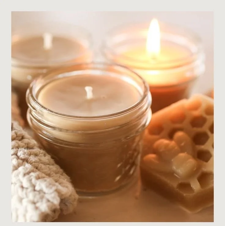 Homemade beeswax candles crafted using a simple DIY method for beginners.