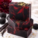 Artisan Black Dahlia soap bar showcasing dark floral luxury.