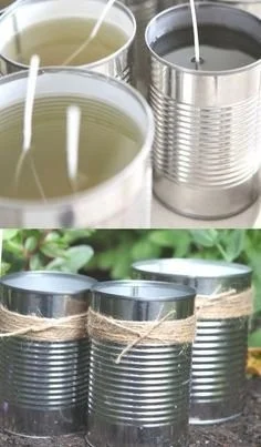 Homemade DIY citronella candles in decorative jars for pest control