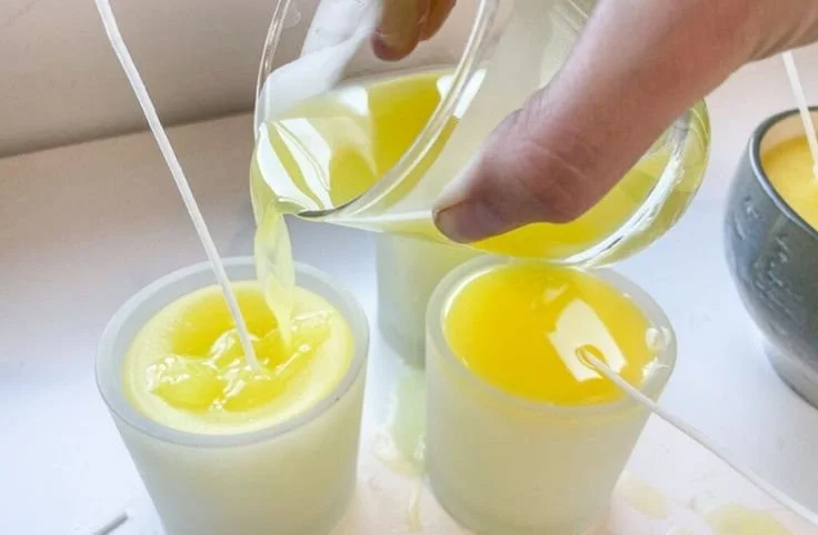 Homemade mosquito-repelling citronella candles in jars