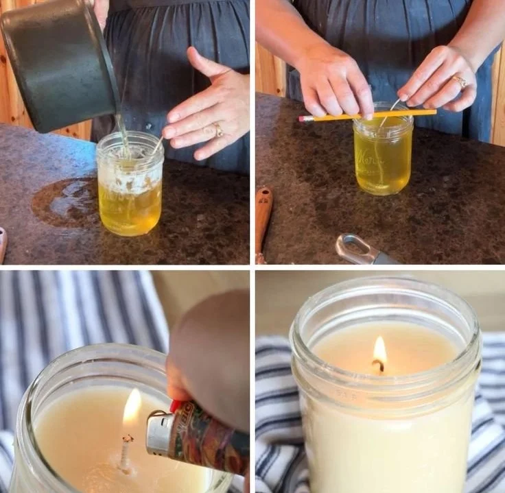 Homemade tallow candles crafted by beginners and DIY enthusiasts.
