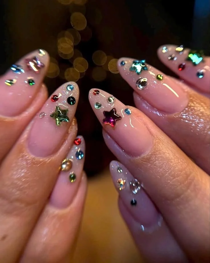 Luxury rhinestone French tip nails with sparkly crystals and custom press-on designs