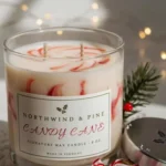 Homemade Christmas soy wax candles for holiday fragrance.