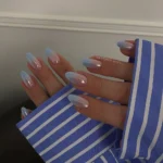 Minimal blue nail designs for a clean girl aesthetic