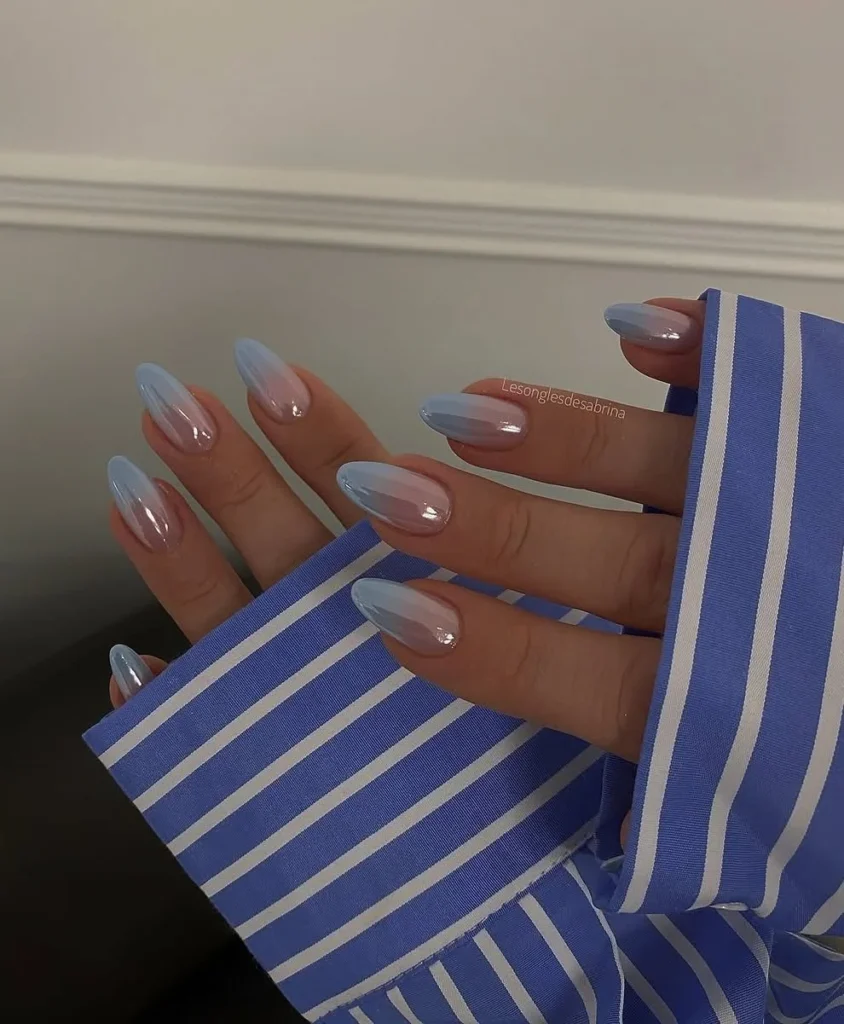 Minimal blue nail designs for a clean girl aesthetic
