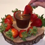 DIY dessert candle tutorial with chocolate and strawberry elements