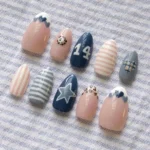 Navy nail art design tutorial for beginners with easy DIY steps.