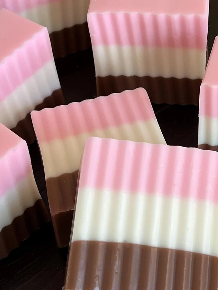 Neapolitan soap bar with triple-layer dessert scents - artisan handmade soap