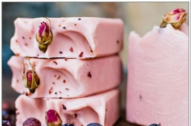 DIY rosehip cold process soap for healing herbal infusions and skin care.