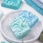 Homemade sea salt soap bars in decorative packaging