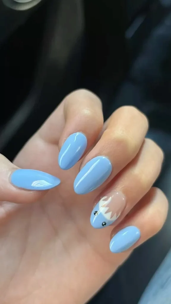 Creative Shark French Tip Nails designs for beginners showing various nail art styles.