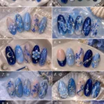 Stunning blue nail art designs for beginners featuring various creative styles.