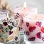DIY candles with wax sand displayed in a creative home setting
